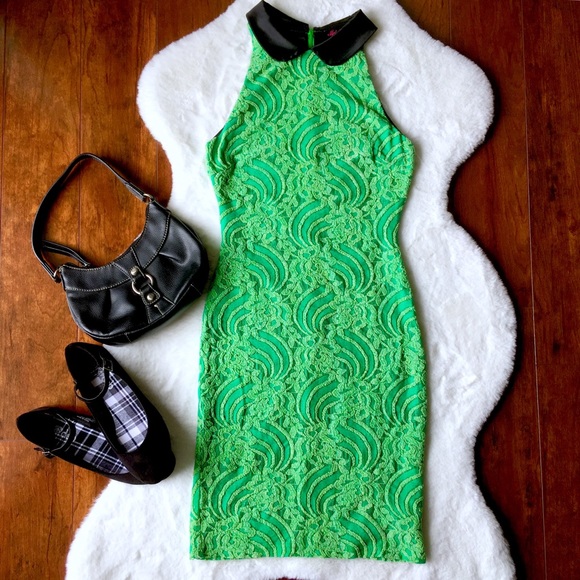 Motel Rocks Bodycon Green Lace Dress Size Small - Picture 1 of 6